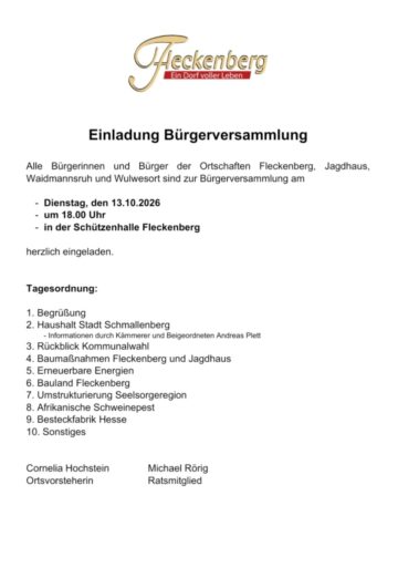 Einladung Bürgerversammlung